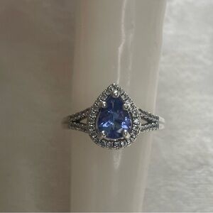 Violet Tanzanite, Pear Shaped, Halo Design birthday gift,engagement ring